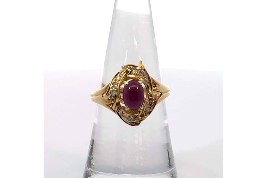 リング K18 約12.5号 ルビー1.28ct ダイヤ0.11ct