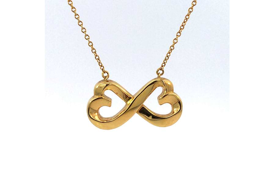 ティファニー ダブルラビングハート ネックレス 750 全長約42.9cm