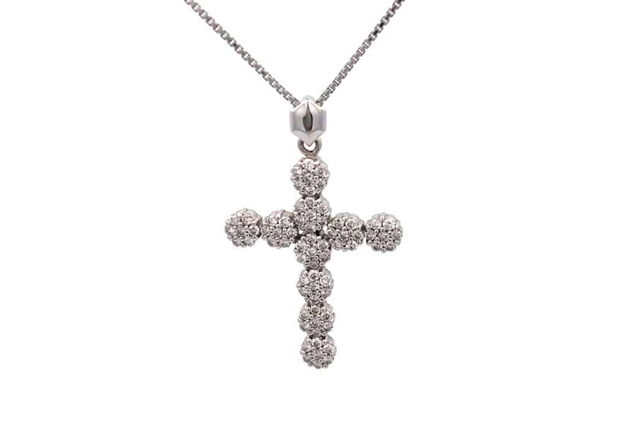 ネックレス K18WG,K14WG 全長約50.1㎝ ダイヤ1.00ct