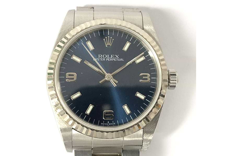 ロレックス オイスターパーペチュアル 77014 自動巻き SS ブルー
