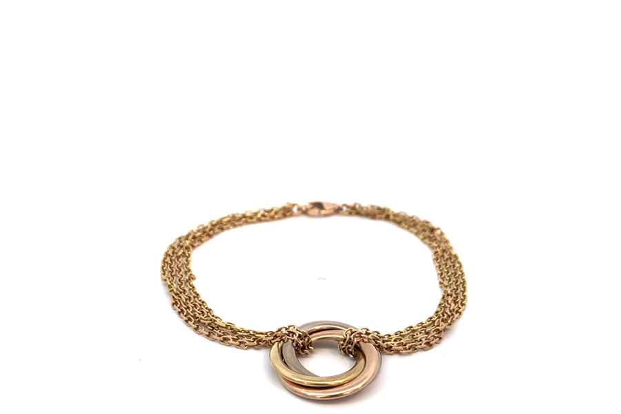 カルティエ スウィートトリニティ サークル クアドラプル チェーン ブレスレット Au750 内径約18.0cm