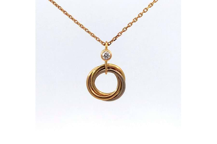 カルティエ トリニティ ダイヤ ネックレス Au750 全長約40.7cm