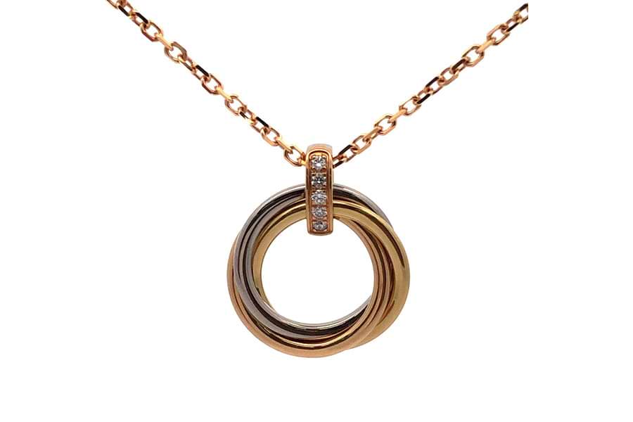 カルティエ トリニティ ダイヤ ネックレス Au750 全長約41.0cm