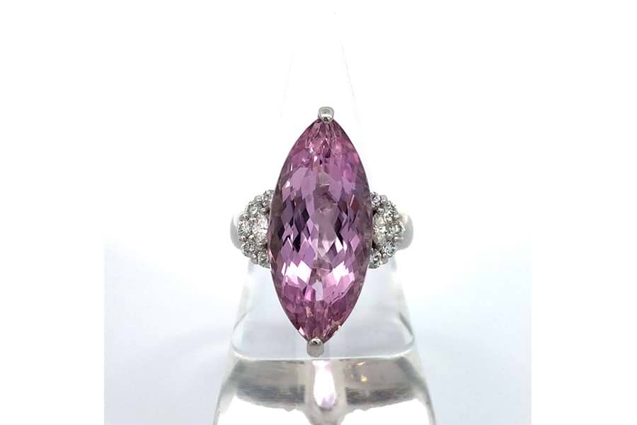 リング Pt900 約12号 ピンク色石13.24ct ダイア0.48ct