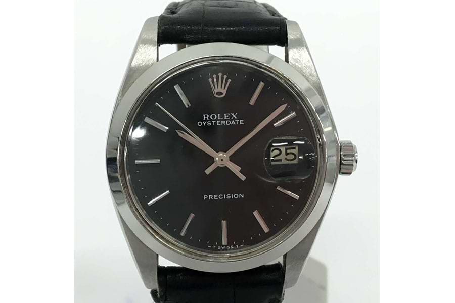 ロレックス オイスターデイト 6694 手巻き SS/革 クロ