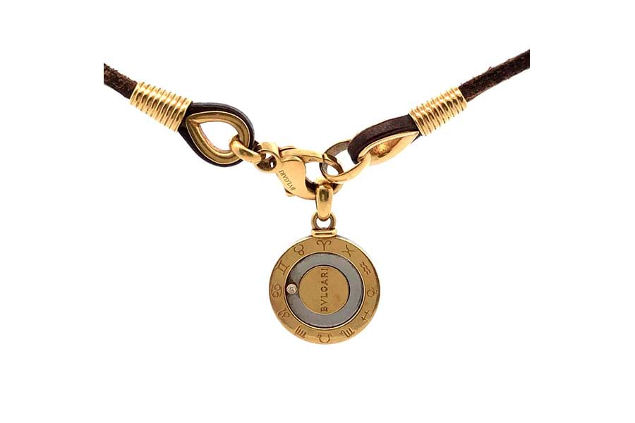 ブルガリ ホロスコープ チョーカー ネックレス 750,SS,レザー 全長約50.0cm