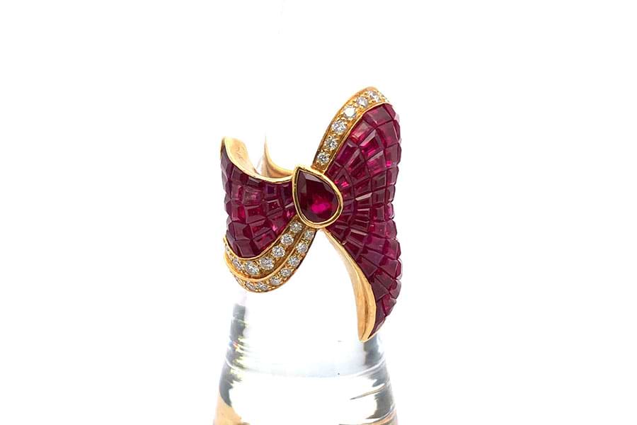 リング 18K 約12号 ルビー0.97ct ルビー7.62ct ダイヤ0.65ct