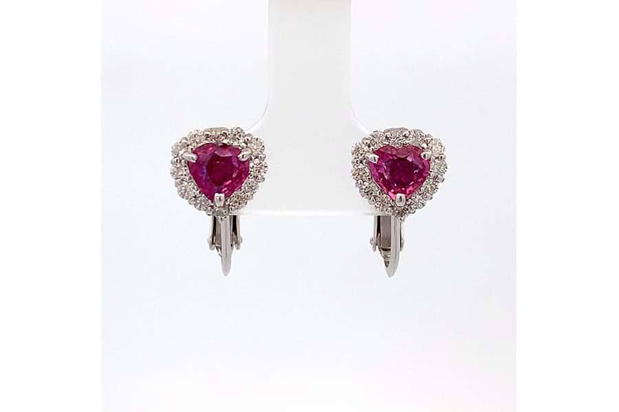 イヤリング K14WG ピンクサファイア0.79/0.73ct ダイヤ0.26/0.26ct