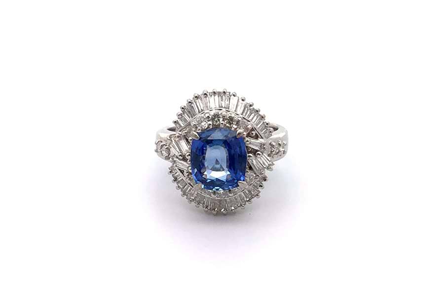 新しい季節 リング Pt850 約14号 サファイア3.02ct ダイヤ1.53ct の買取実績 アクセサリー