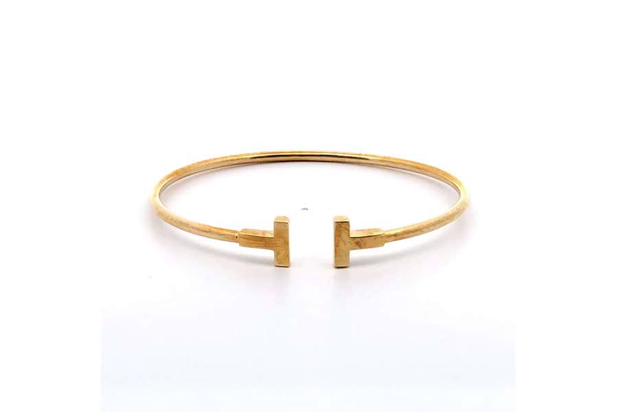 ティファニー T ワイヤー ブレスレット Au750 内径約17.5cm