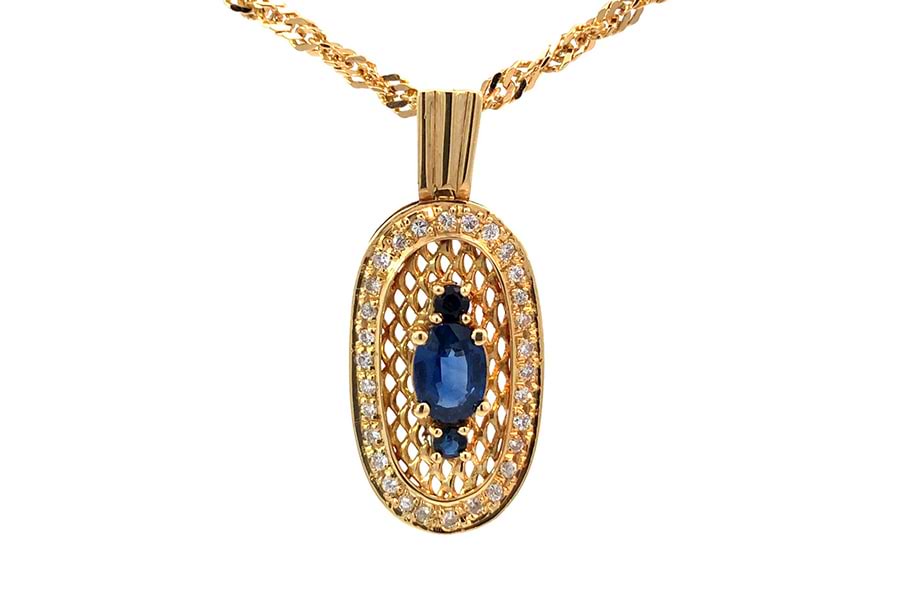 ネックレス K18,750 全長約45.1㎝ サファイア1.05ct ダイヤ0.30ct の 