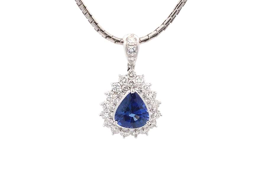 ネックレス Pt900,Pt850 全長約43.0㎝ サファイア2.18ct ダイヤ1.22ct 