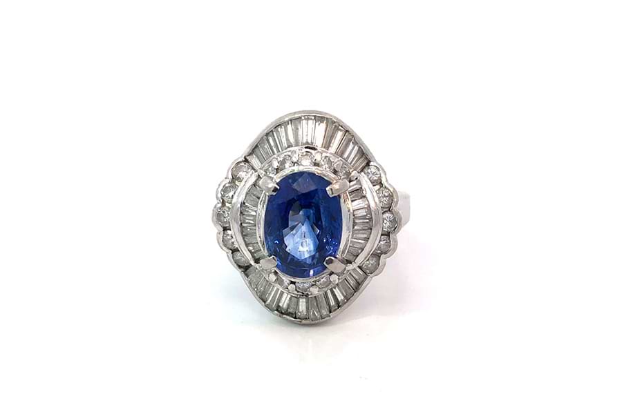 リング Pt900 約12号 ブルーサファイア3.50ct ダイヤ1.77ct の買取実績 