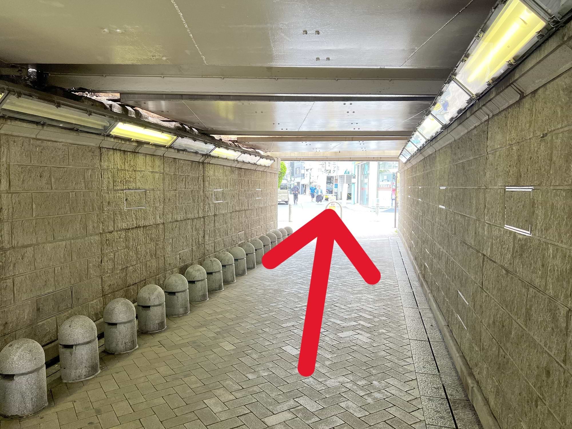 短い高架下を直進します