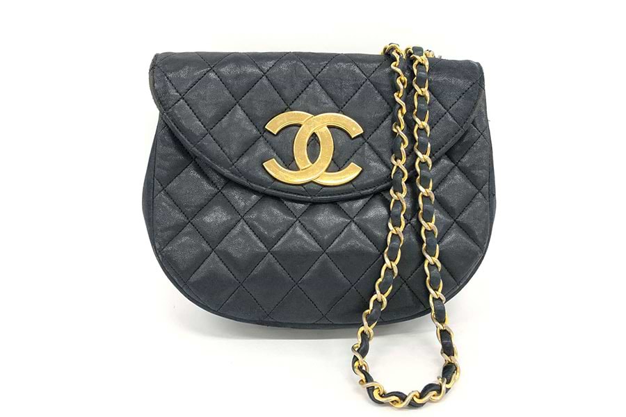 シャネル デカココ マトラッセ ハーフムーン チェーンショルダーバッグ