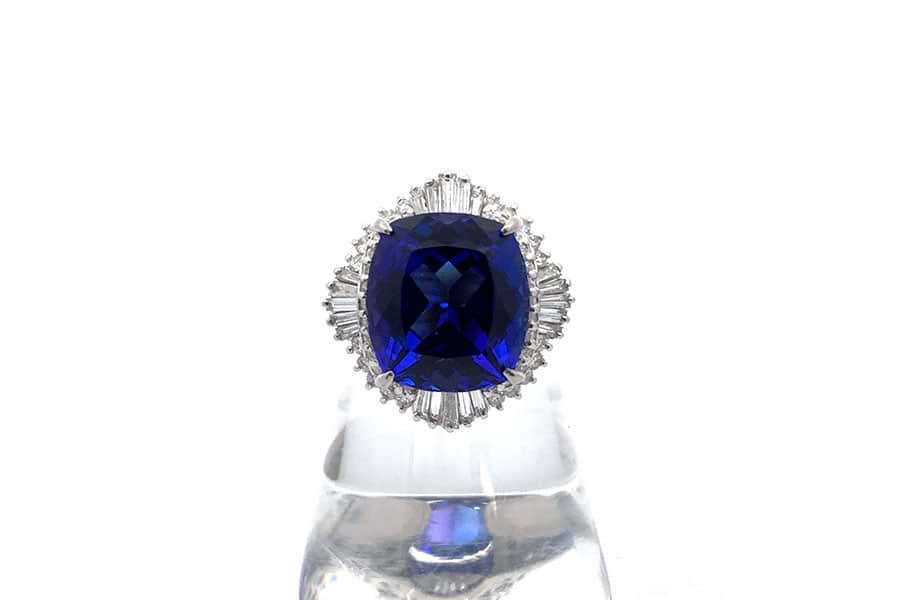 リング Pt900 約11号 タンザナイト9.88ct ダイヤ0.92ct