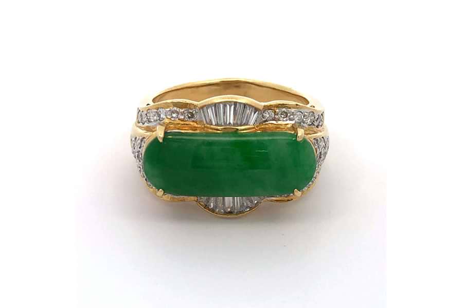 リング K18 約16号 翡翠約18.0×7.0mm