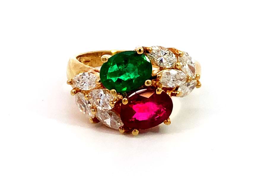 ルビー リング ピンクサファイア ダイヤモンド K18 PG ダイヤ 指輪  