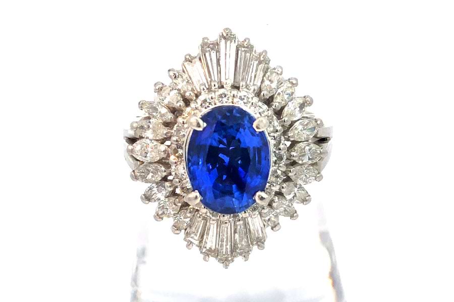 宝石鑑別】豪華✨ Pt900 サファイア1.3ct ダイヤ 14号 13g 