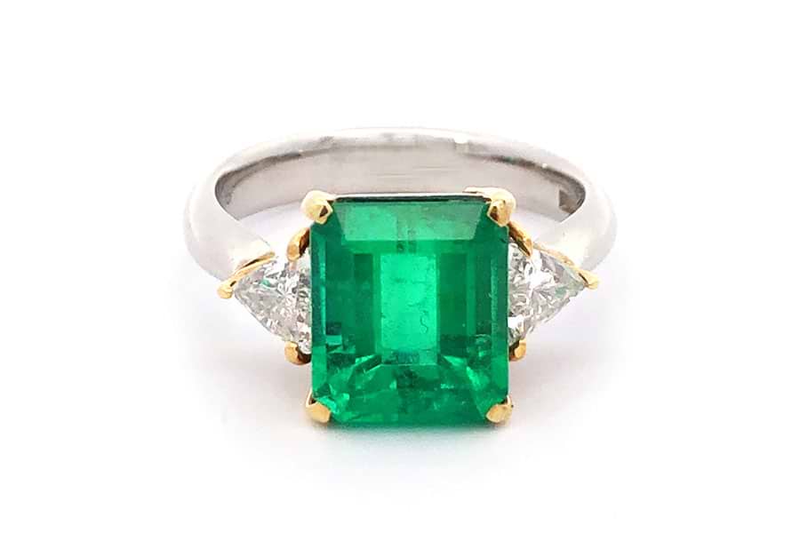 Pt900×K18×エメラルド×ダイヤモンドリング E3.53ct MD0.62ct の