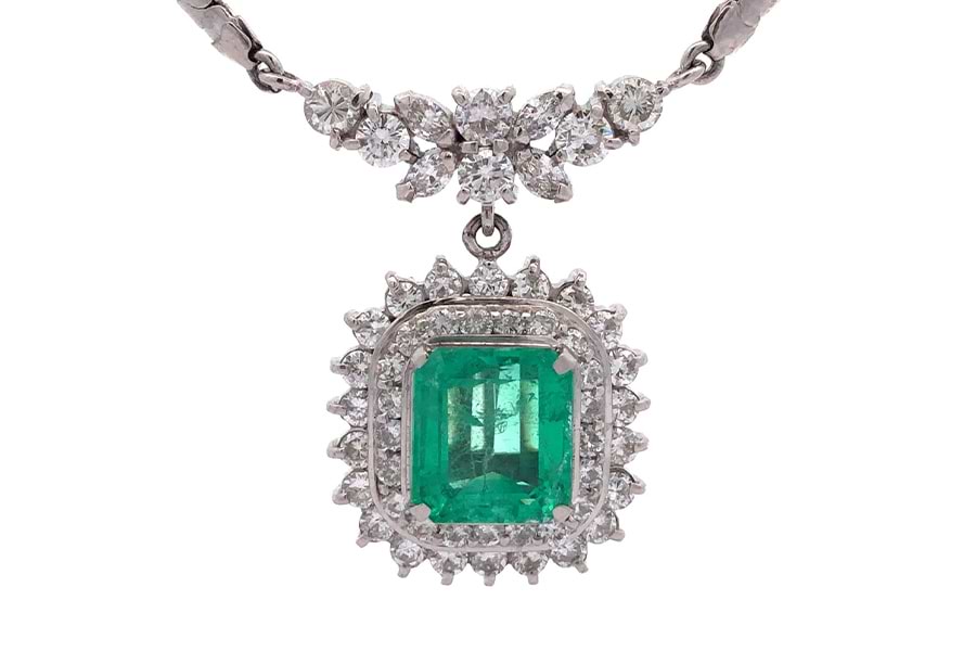 Pt900×Pt850×エメラルド×ダイヤモンドネックレス E5.77ct MD2