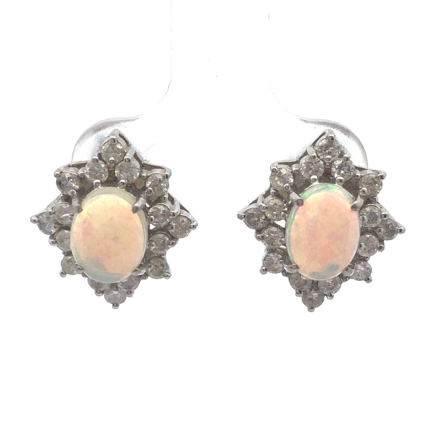 オパールピアス Pt900 オパール約8.4x6.1/5.8x7.8mm ダイヤ0.44/0.44ct 総重量約5.28g