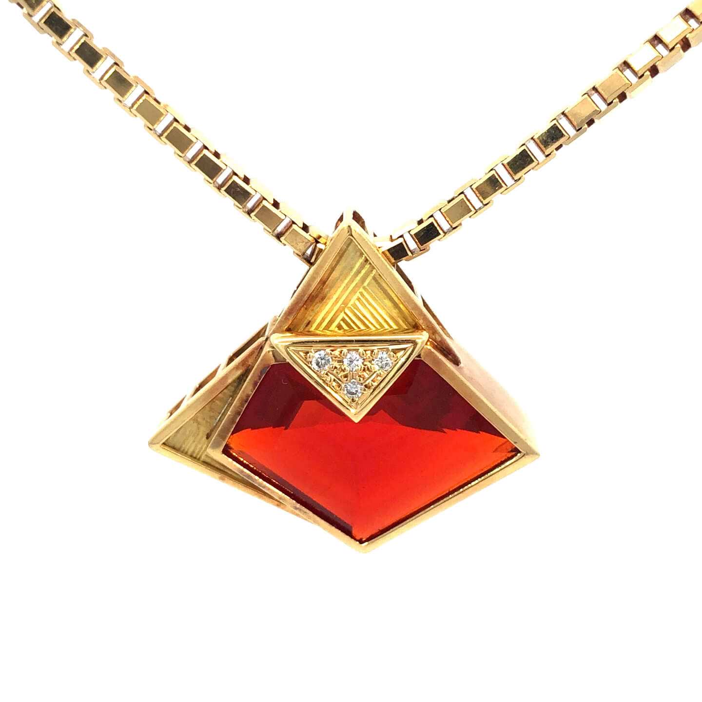 オパールネックレス K18 全長約62.4㎝ ファイアオパール7.07ct ダイヤ0.04ct 総重量約33.33g