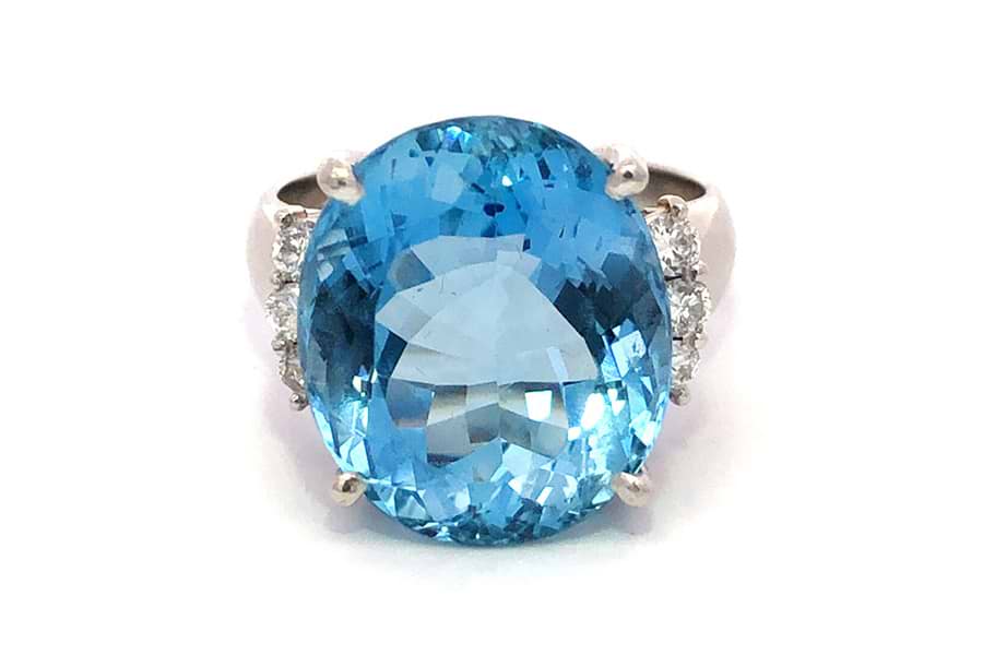 中古】 Pt900 アクアマリン ダイヤモンド リング 1.69ct D0.25ct  