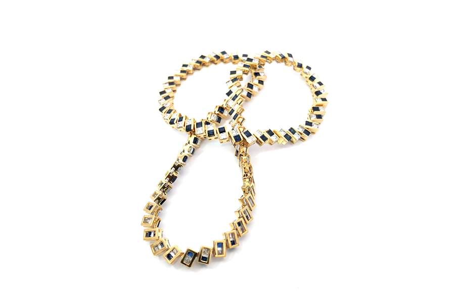 K18×サファイア×ダイヤモンドネックレス S12.72ct MD9.30ct