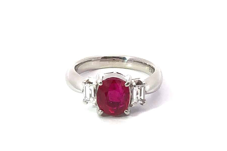 Pt900石付リング R0.78/MD0.34ct のルビー買取の実績｜最新相場