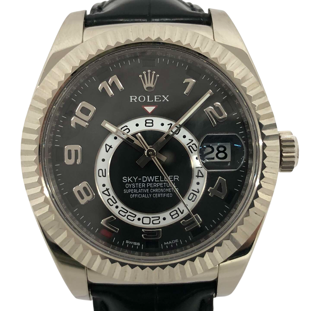 ロレックススカイドゥエラー 326139 自動巻き 750WG×革 ブラック