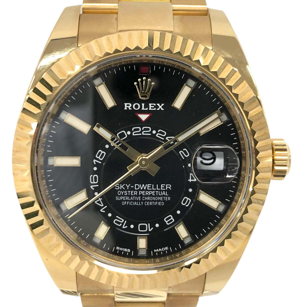 ロレックススカイドゥエラー 326938 自動巻き オイスター 750YG×750YG ブラック