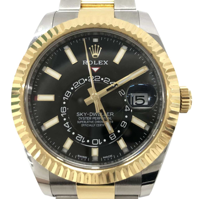 ロレックススカイドゥエラー 326933 自動巻き SS YG ブラック
