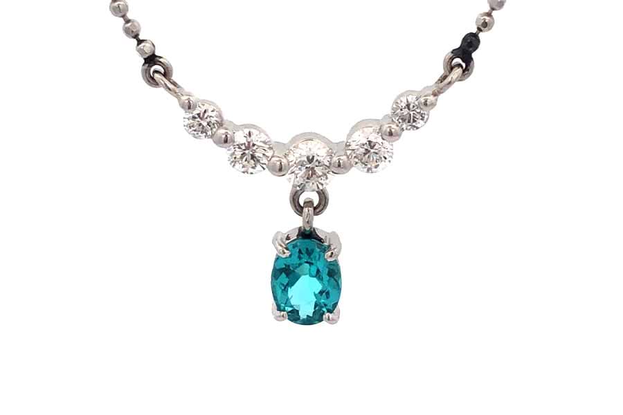 Pt×Pt850×パライバトルマリン×ダイヤモンドネックレス T0.511ct MD0.488ct