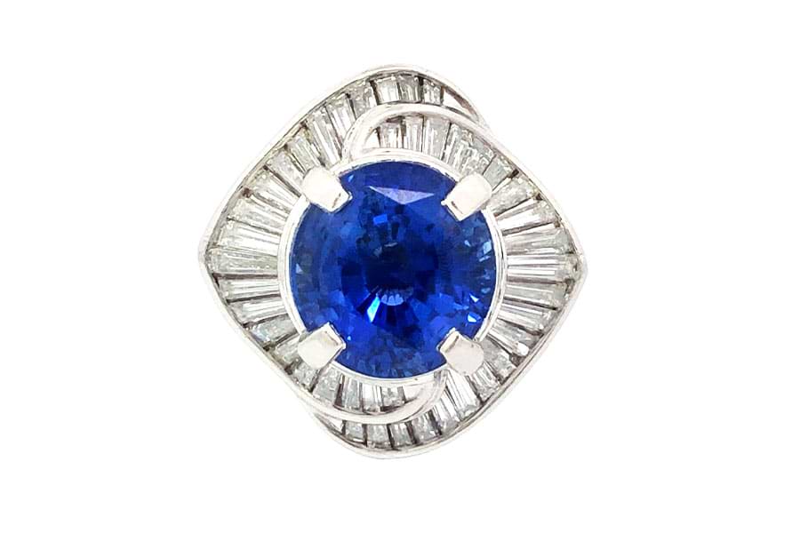 Pt900×非加熱サファイア×ダイヤモンドリング S6.15ct MD1.18ct