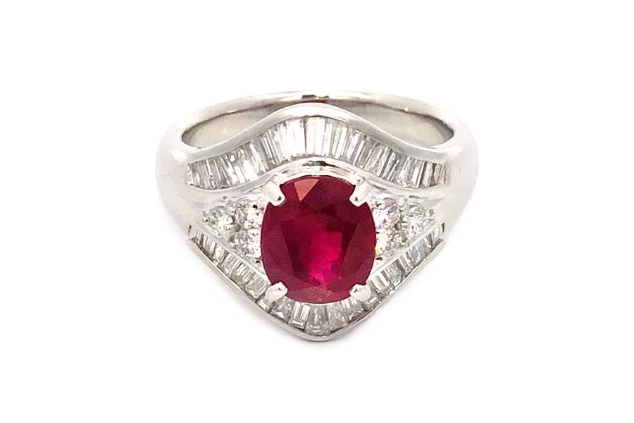 Pt900×ビルマピジョンブラッドルビー×ダイヤモンドリング R2.76ct MD1.23ct