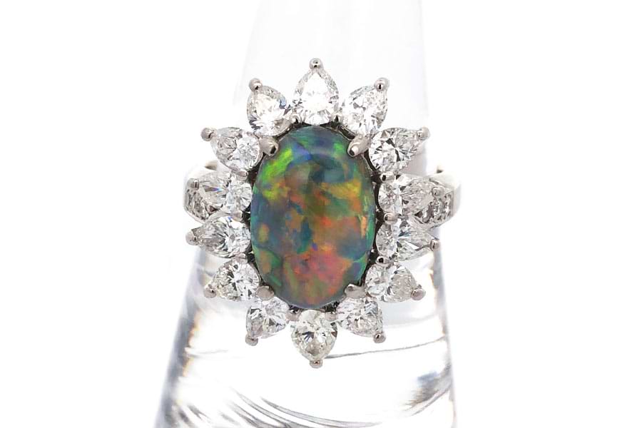 Pt900×ブラックオパール×ダイヤモンドリング BKOP4.19ct MD3.00ct