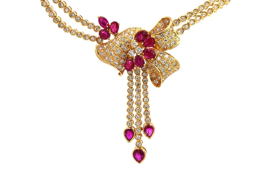 K18×750×サファイア×ダイヤモンドネックレス S6.06ct MD5.32ct