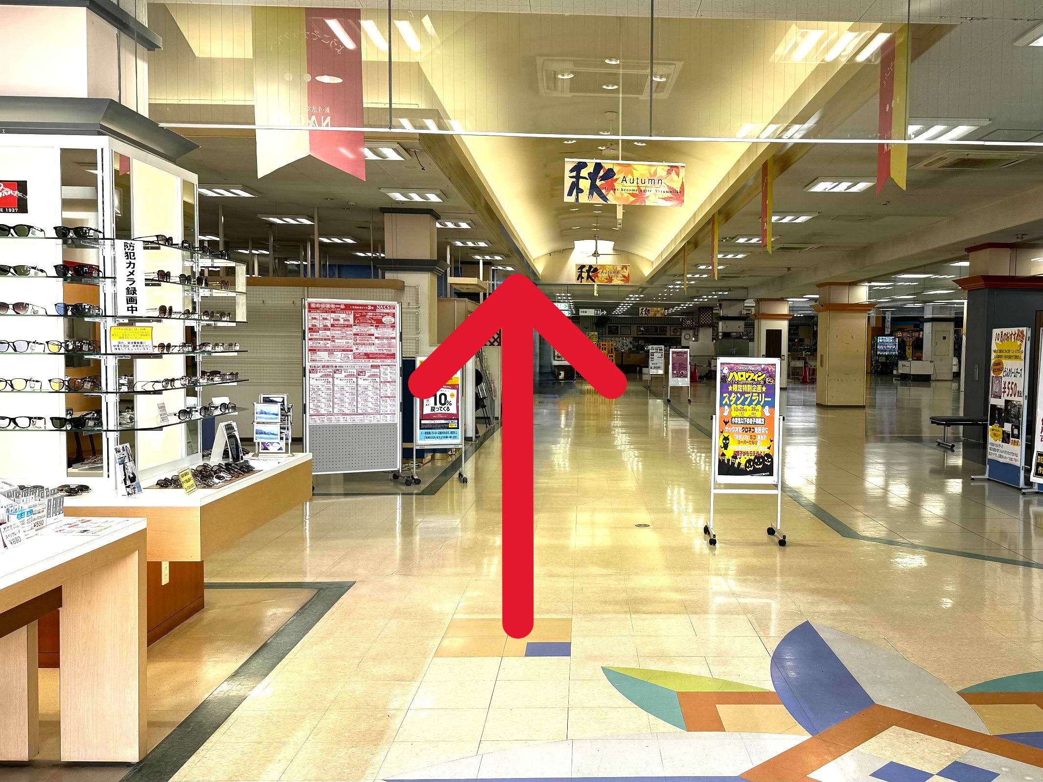 店内に入り、メガネのおくやま紫波ナックス店を左手にそのまま直進します