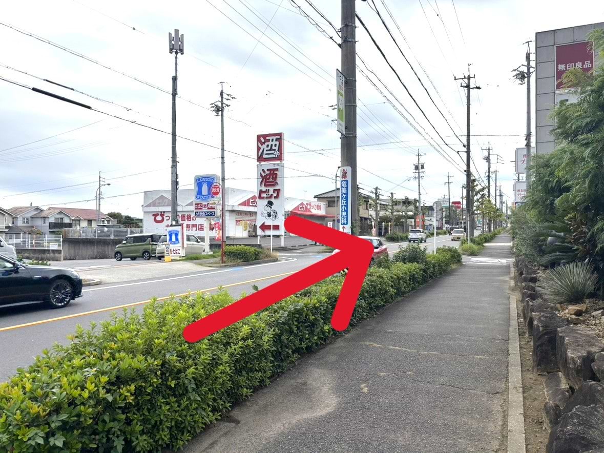 「酒ゃビック東岡崎店」を左手に見ながら直進します