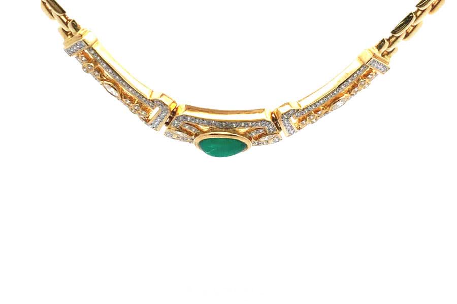 K18×750×18kt×コロンビアエメラルド×ダイヤモンドネックレス コロンビアE3.85ct MD2.31ct
