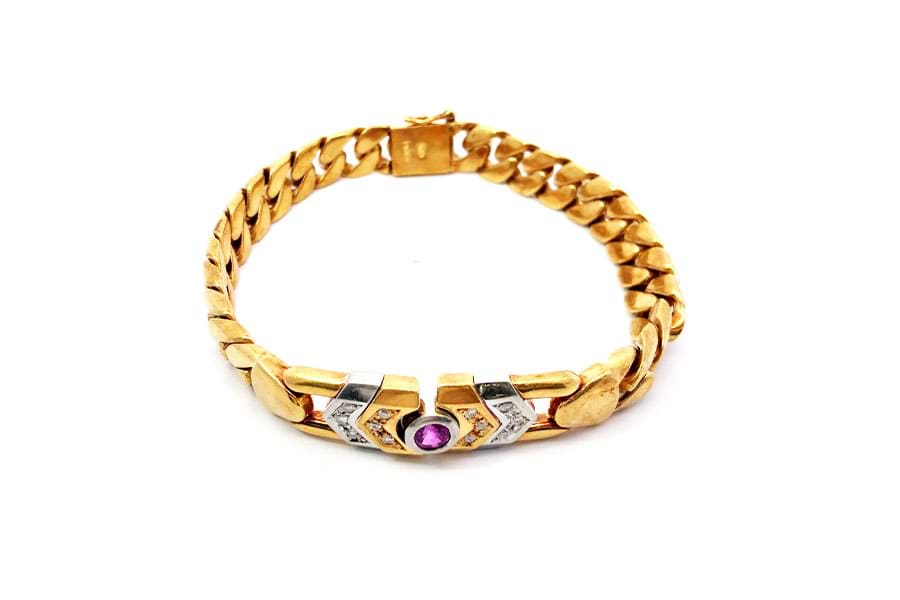 Pt850×K18×サファイア×ダイヤモンドブレスレット S枠込直径約6.1mm MD0.22ct