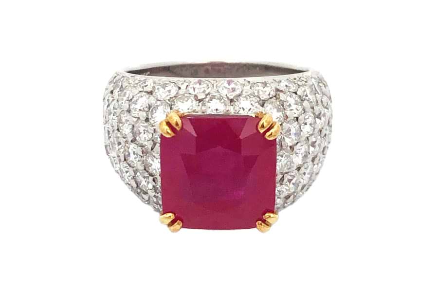 Pt900×750×ルビー×ダイヤモンドリング R6.450ct MD3.48ct