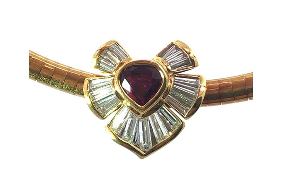 750×18K×ルビー×ダイヤモンドネックレス R0.81ct MD1.15ct