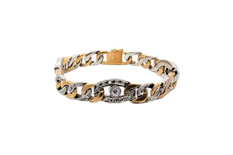 Pt850×K18×ダイヤモンドブレスレット MD0.75ct MD0.74ct