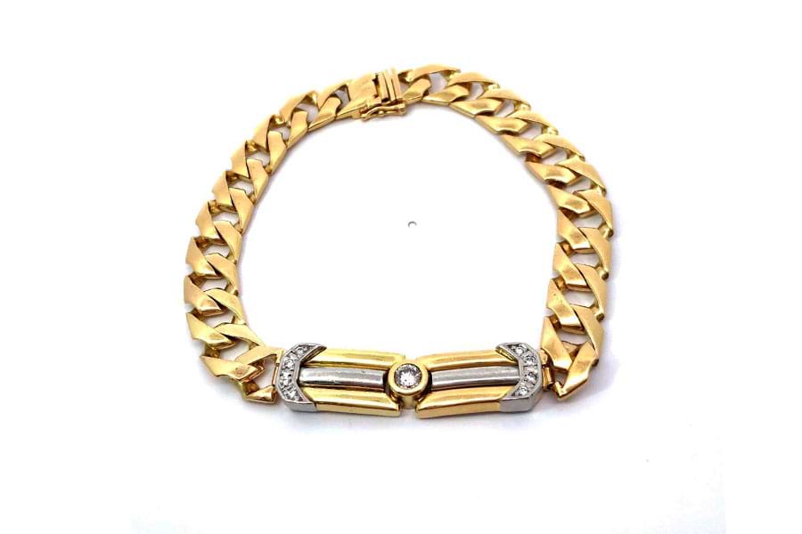 Pt850×K18×ダイヤモンドブレスレット D0.343ct MD0.13ct