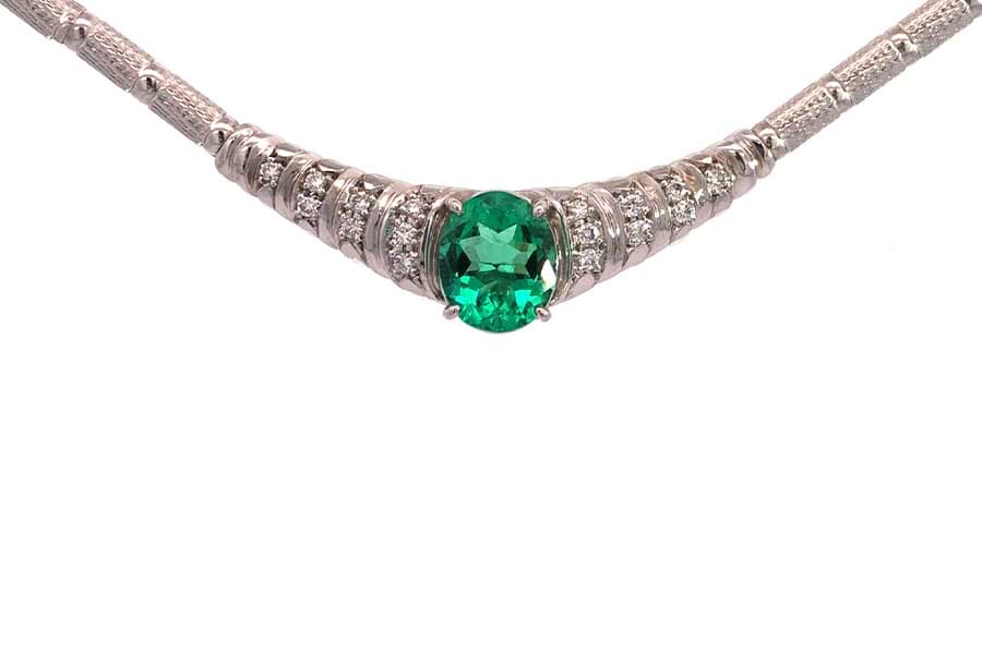 Pt900×Pt850×コロンビアエメラルド×ダイヤモンドネックレス コロンビアE1.89ct MD0.22ct