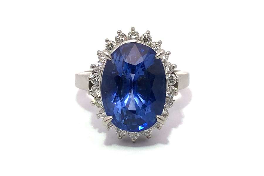 Pt900×ブルーサファイア×ダイヤモンドリング ブルーS7.62ct MD0.495ct