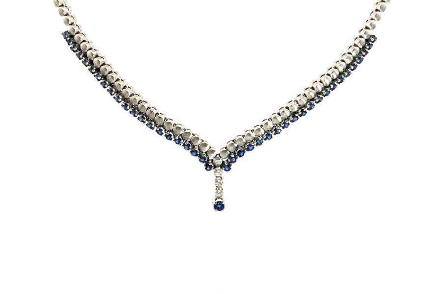 750×サファイア×ダイヤモンドネックレス MD0.21ct