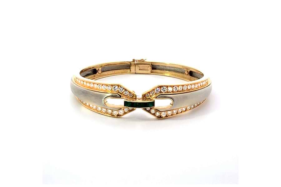 $K18×エメラルド×ダイヤモンドブレスレット